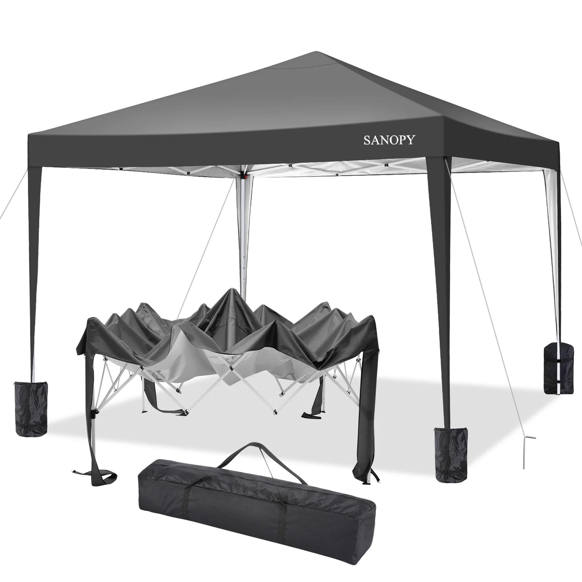 10'x10' Pop Up Canopy Tent with Carrying Bag, White H18617