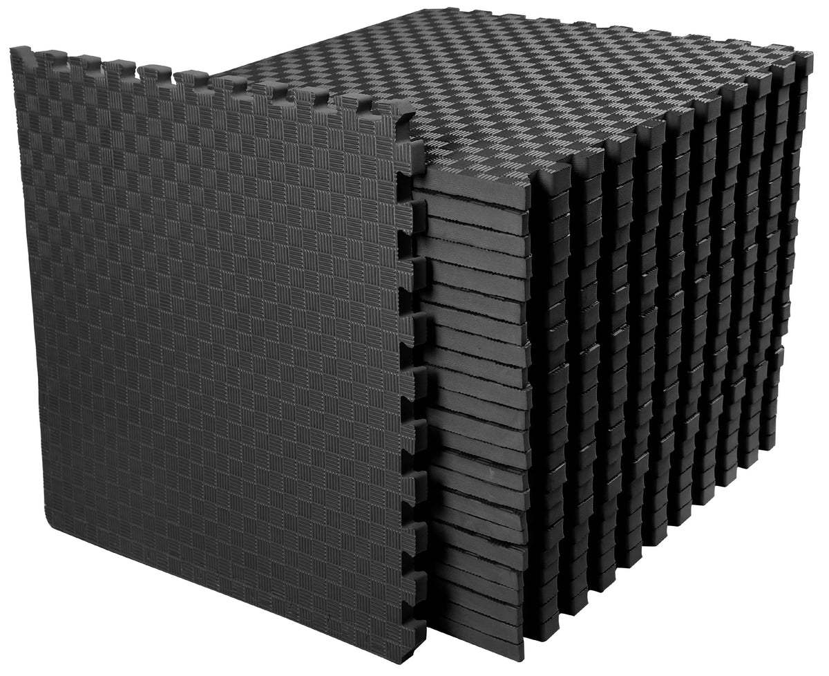 1 In. Thick EVA Foam Interlocking Exercise Mat, 18 Piece Black K2820