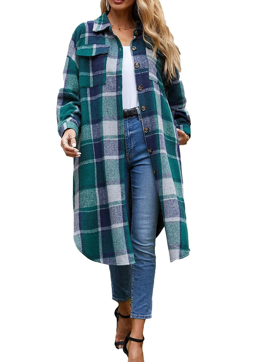 Flannel Button Up Plaid Shirt J8975