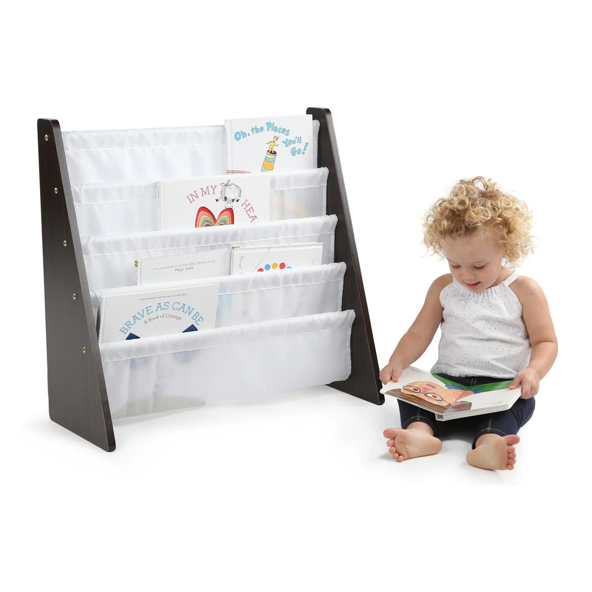 White Wood 4 Tier Toddler Bookcase J62191