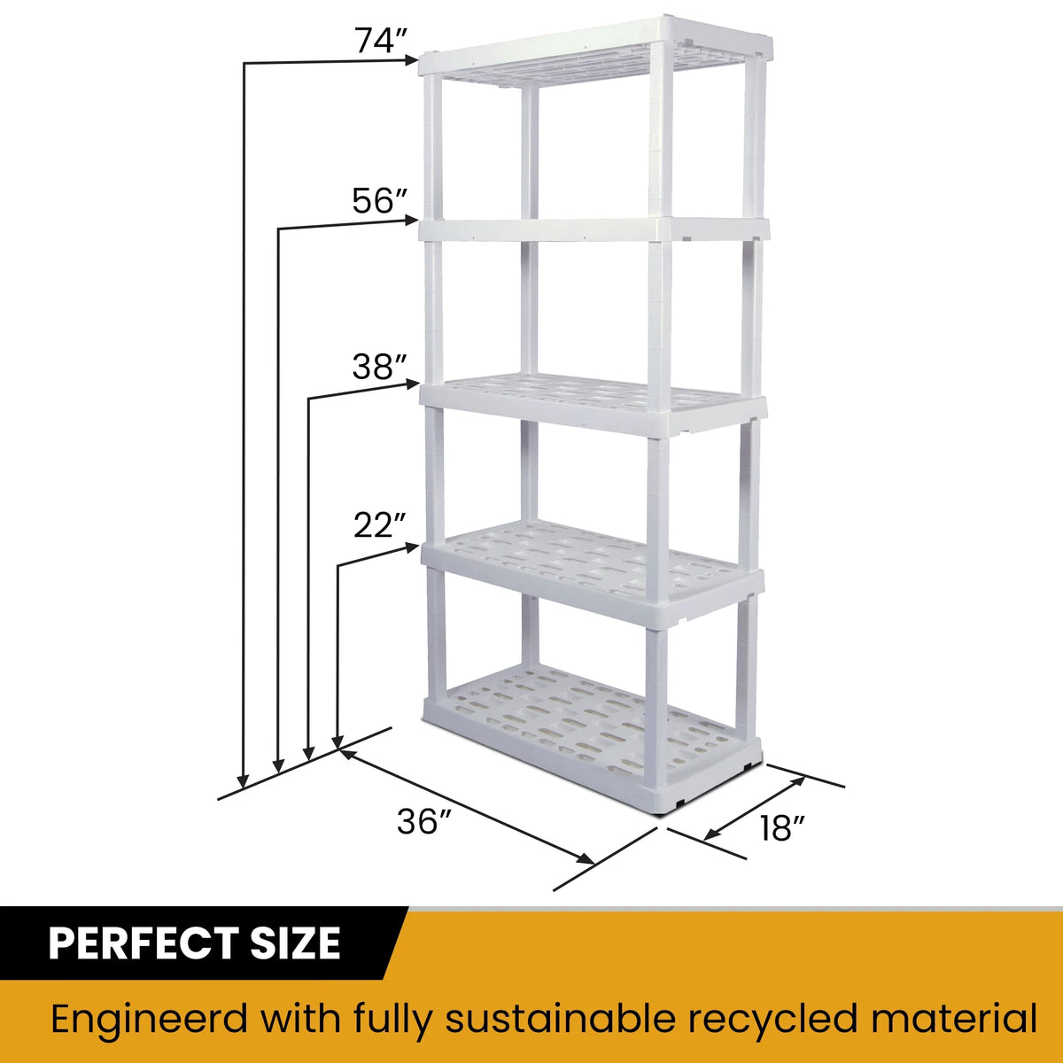 5 Shelf White Plastic Garage Shelves 750 lbs Capacity Z9353