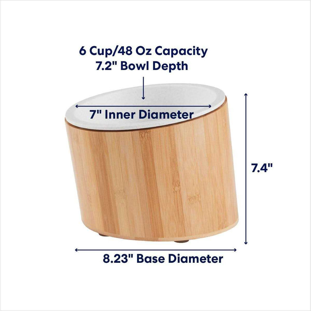Slanted Non-Skid Elevated Bamboo Melamine Bowl with Stand I807