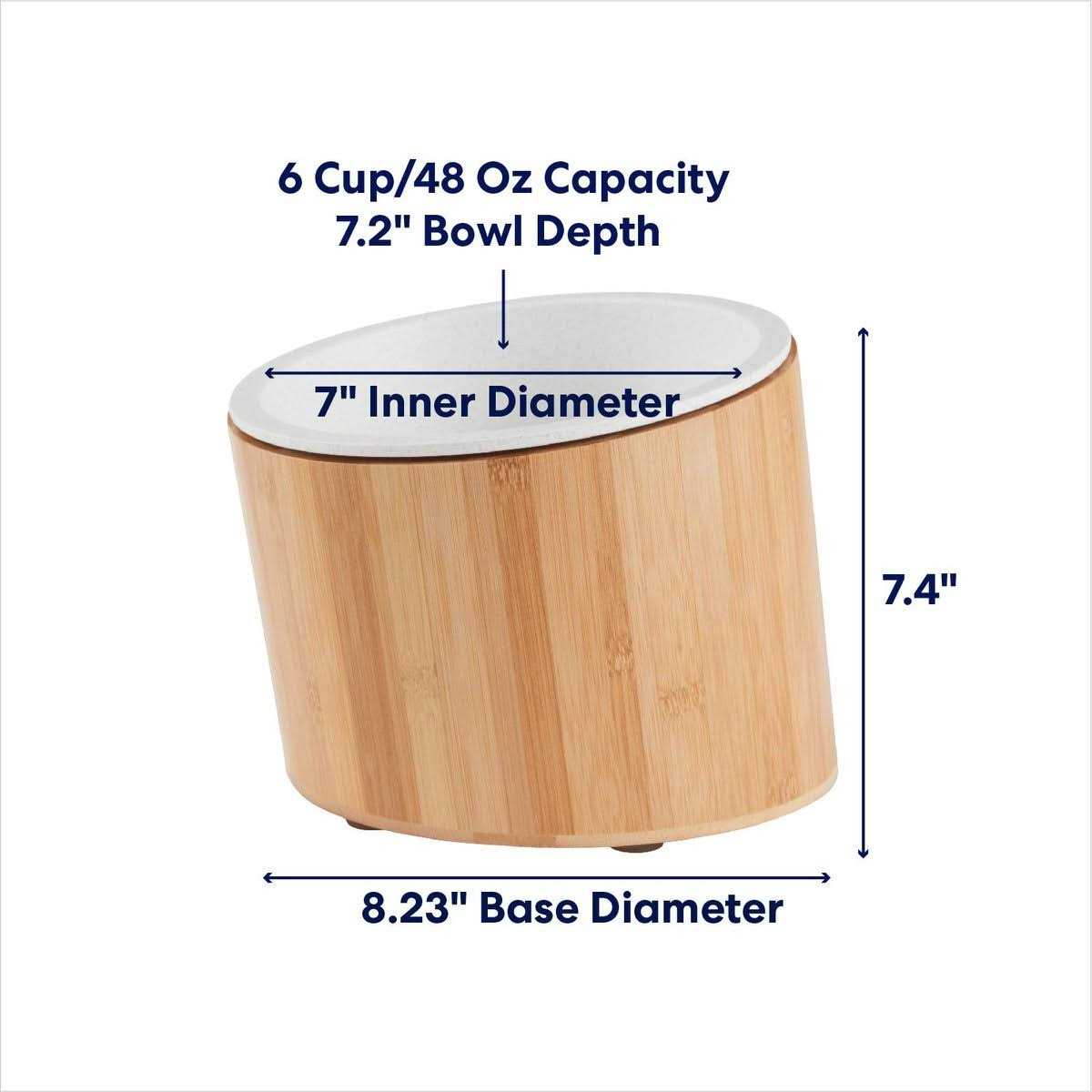 Slanted Non-Skid Elevated Bamboo Melamine Bowl with Stand I807