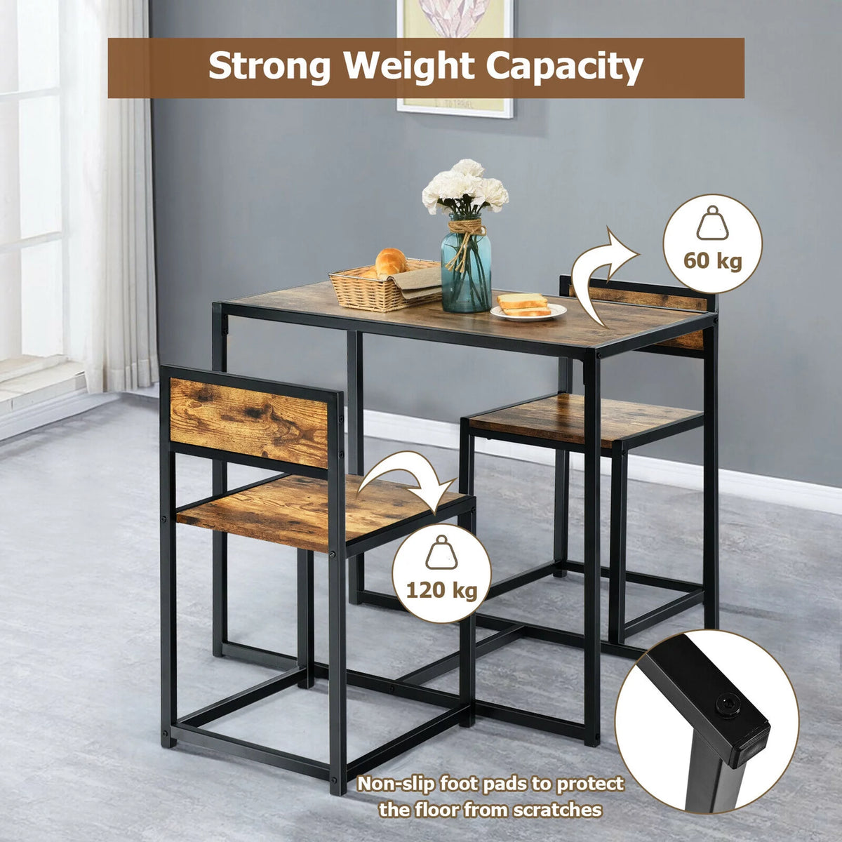 3 Pc Dining Set Table and 2 Chair Q437670