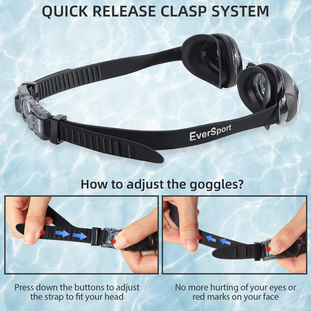 Adult Anti-Fog No Leak Swim Goggles with 3 Nose Pieces I777309