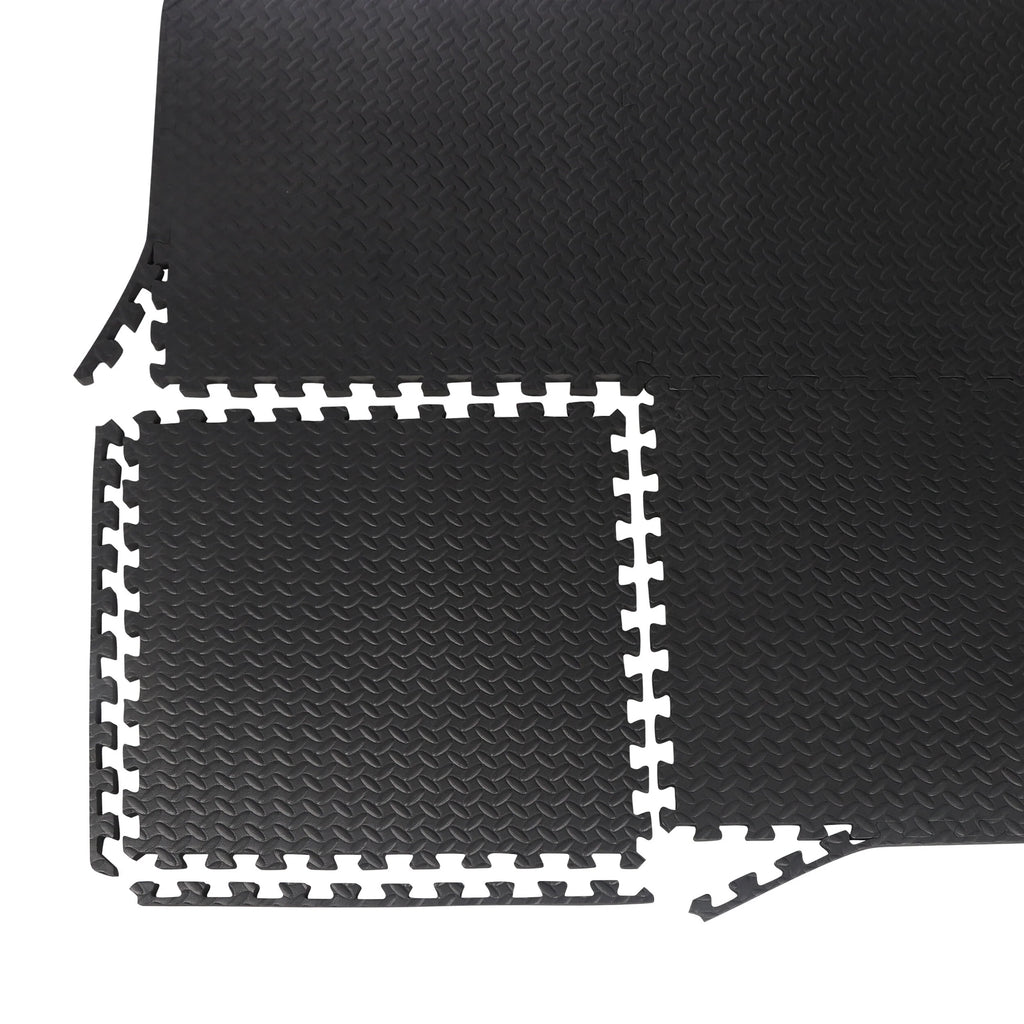 24 Pc Interlocking EVA Foam Tiles, 3/4'' Black Exercise Mat C676564